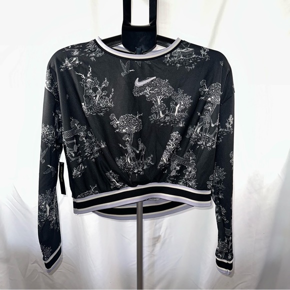 Nike Court Dri-FIT Cropped Crewneck Pullover black and white skeleton print M - Picture 2 of 5